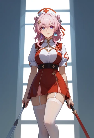 star rail,march 7th,nurse,stockings,sexy,panties  - AI generated anime art